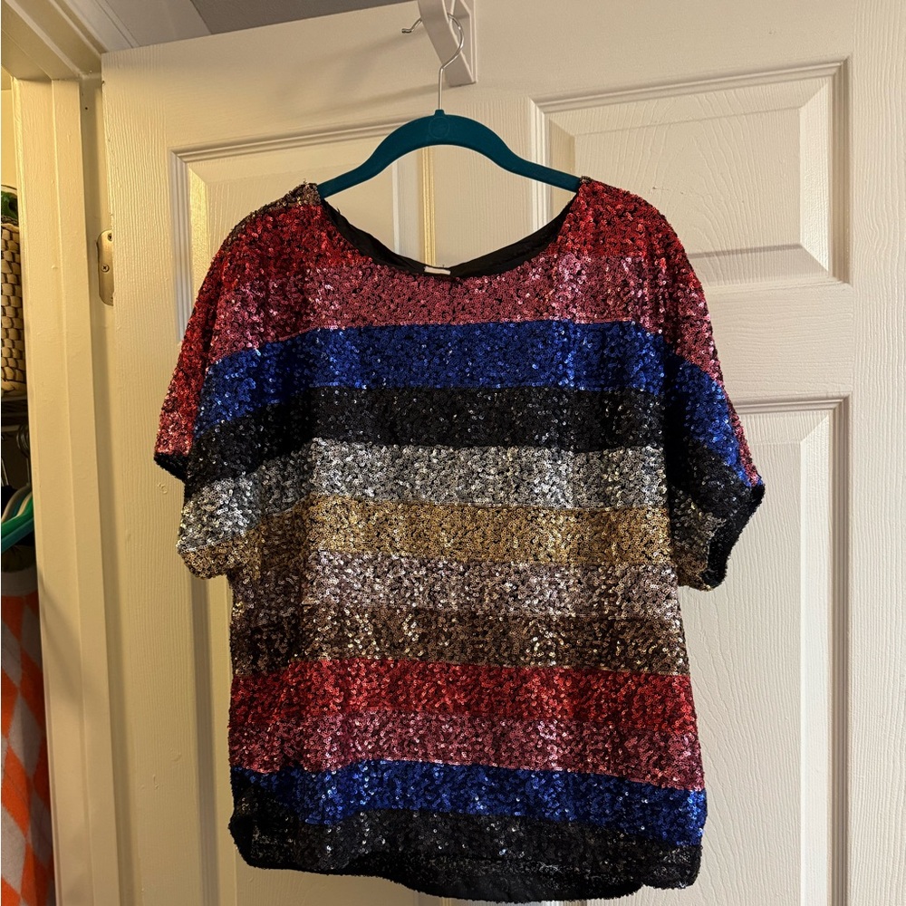 Gap Sequin Striped Women's Top - Holiday 2017 - gently worn